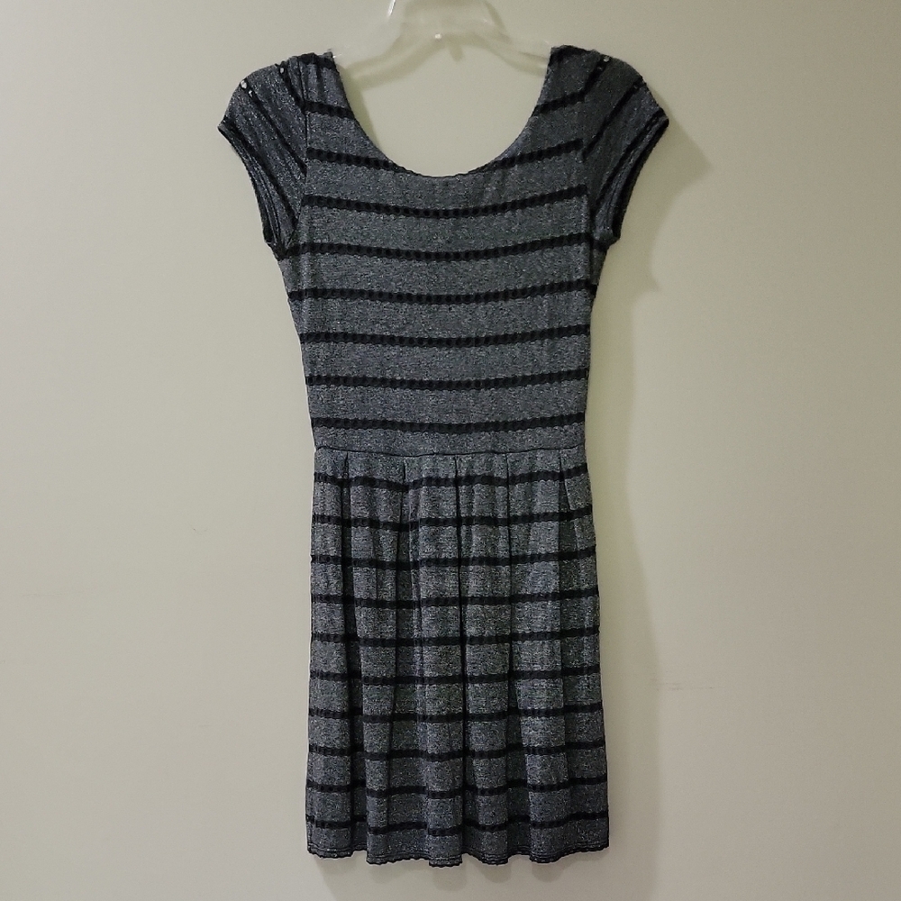 Eight Sixty Black and Gray Fit and Flare Mini Dress